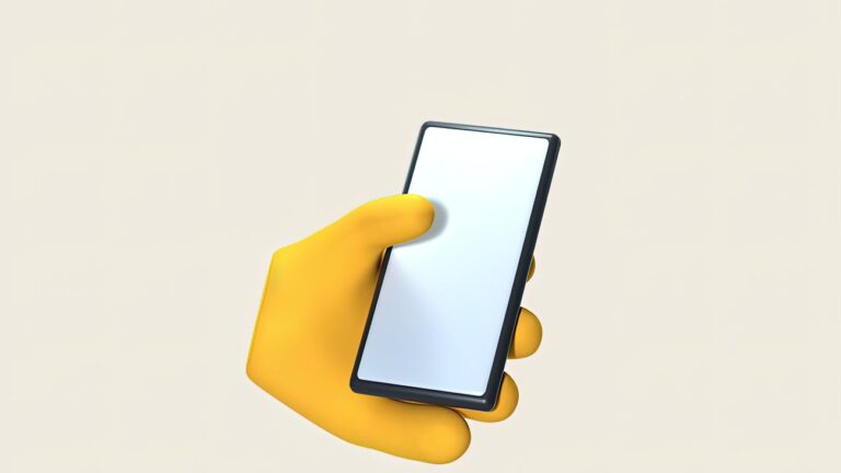 hand holding a cellphone in white background