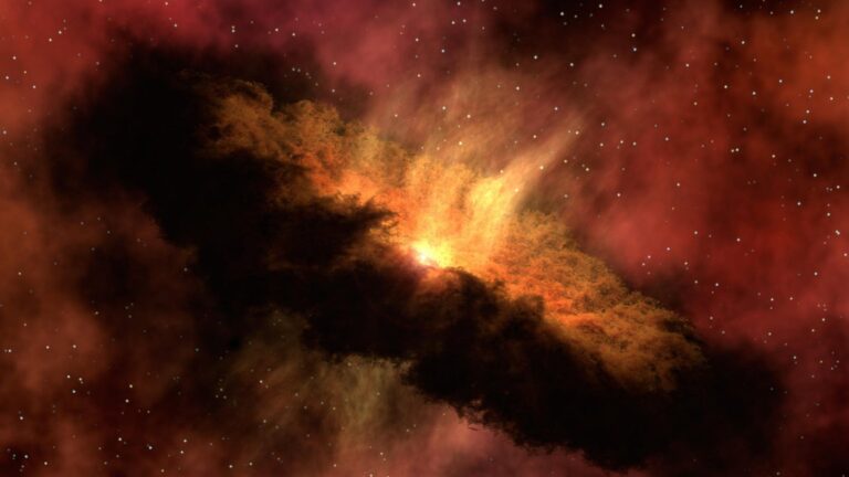 red and orange galaxy illustration